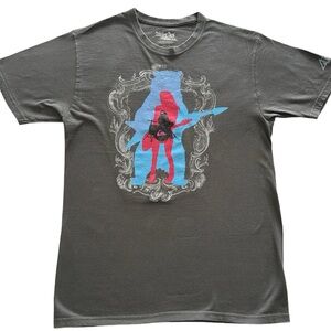 Quicksilver Tee Shirt Men’s Gray Guitar Band Graphic Slim Fit Size Med Organic